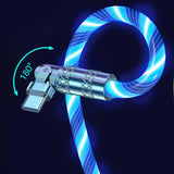 180° Elbow Rotating LED Charging Cable - Zinc Alloy Compatible with Samsung & Xiaomi