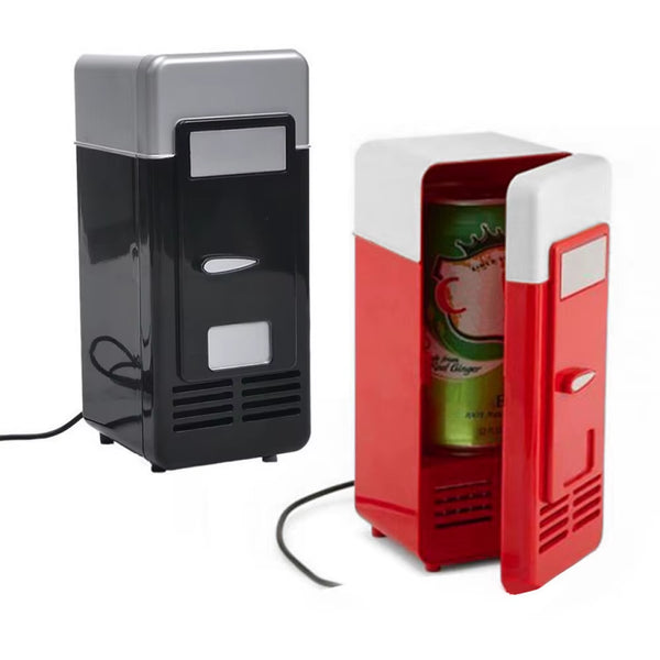 Portable Mini USB Beverage Cooler and Warmer - Ideal for Cars, Laptops, and PCs - Elegant Black and Red Design 2024