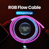 100W RGB Breathing Light Type-C USB Cable - Rapid Charging for iPhone, Samsung, Huawei, and Xiaomi