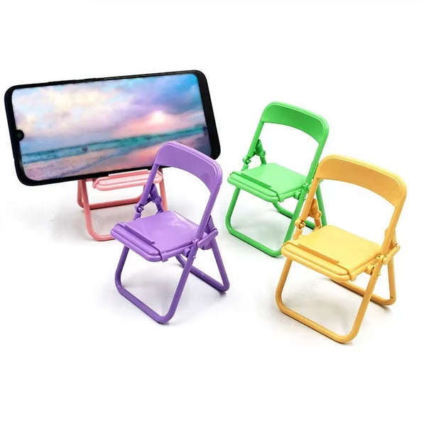 Elegant Foldable Mini Chair Phone Holder - Innovative Desktop Stand and Decorative Accessory