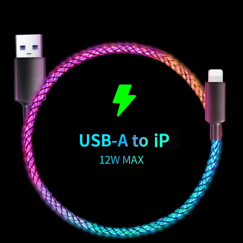 100W RGB Breathing Light Type-C USB Cable - Rapid Charging for iPhone, Samsung, Huawei, and Xiaomi