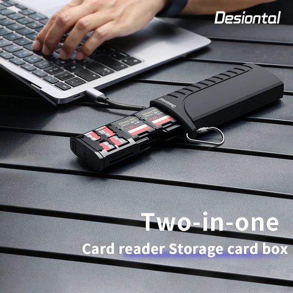 Desiontal DK-10 High-Speed USB 3.1 Type-C SD Card Reader with Protective Carrying Case for Cameras, Smartphones, and Drones